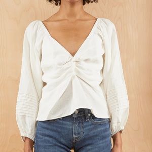 Suboo White Linen Peasant Top